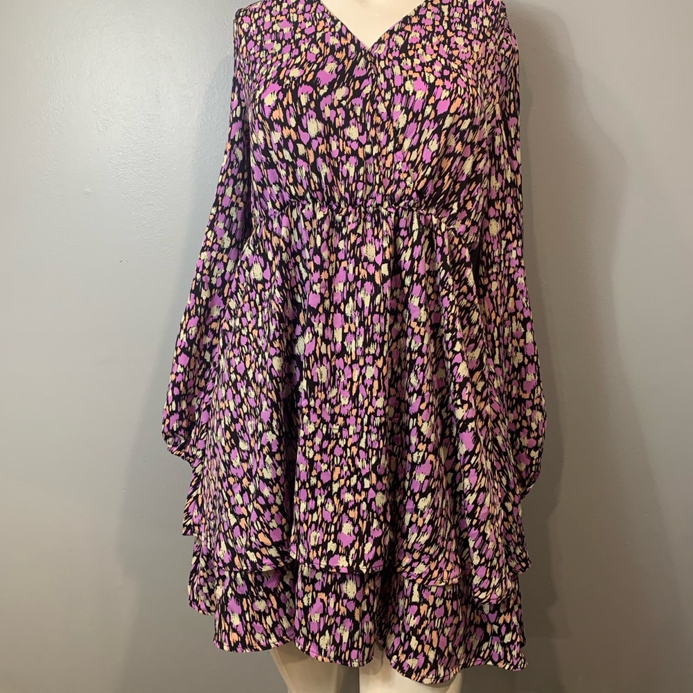 SHEIN Purple A-Line Bell Sleeve Dress for Cocktail